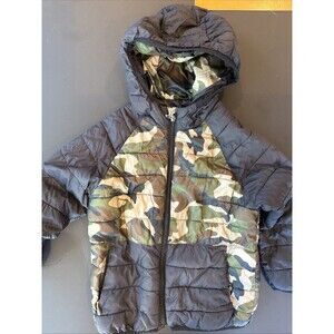 Zara Boys Camo Puffer Jacket Size 6 Camouflage And Black Warm Coat Winter Kids